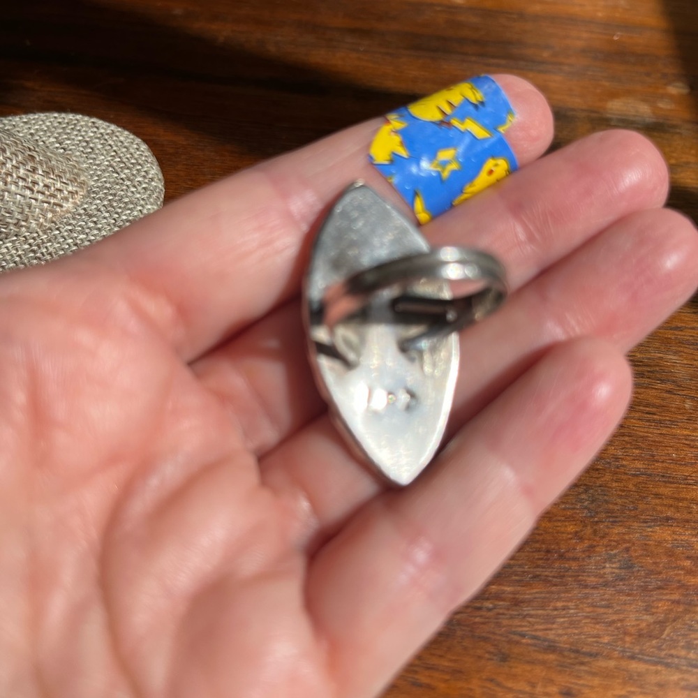 Navajo Sterling Silver and Multi-stone Inlay.  Handmade and signed. ❤️ - Picture 9 of 9